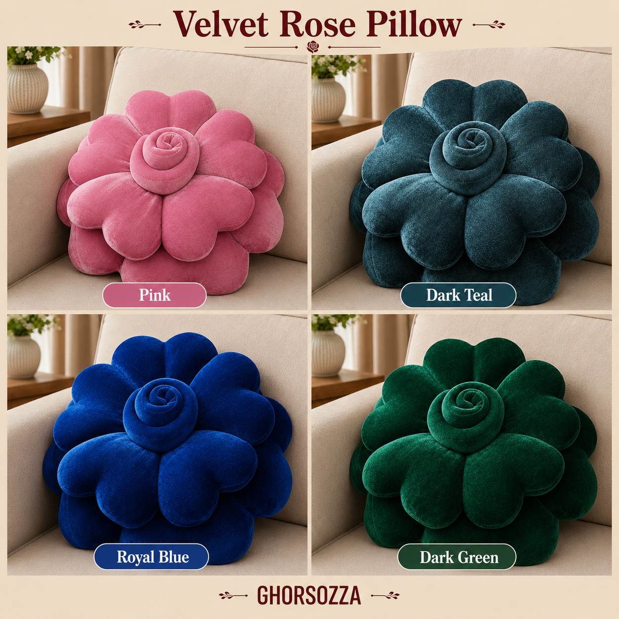 Velvet Rose Pillow Combo
